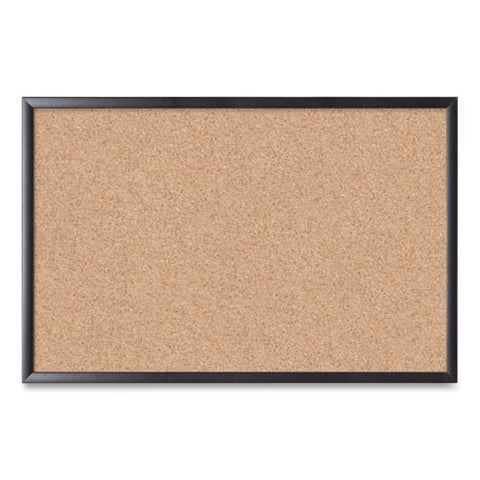 Cork Bulletin Board, 36" X 24" (actual Size: 35" X 23"), Tan Surface, Black Wood Frame