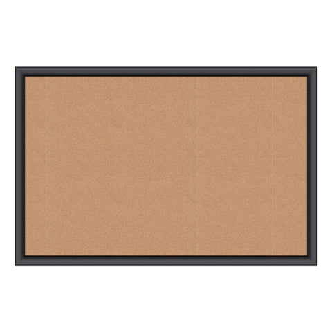 Cork Bulletin Board, 36" X 24" (actual Size: 35" X 23"), Tan Surface, Black Wood Frame