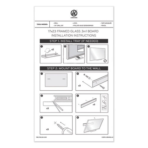 3n1 Magnetic Glass Dry Erase Combo Board, Monthly Planning, 36 X 24 (actual Size: 35" X 23"), Gray/white Surface, White Frame