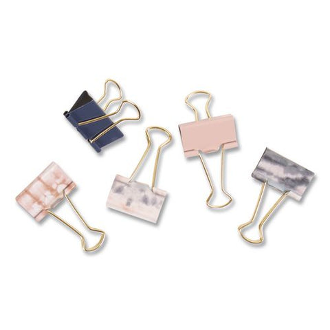 Fashion Medium Binder Clips, Assorted Solid Colors And Designs, 36/pack
