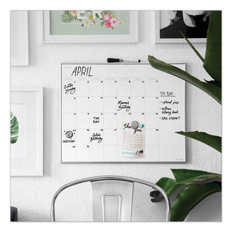 Magnetic Dry Erase Board, Monthly Planning/scheduling Calendar, 20" X 16", White Surface, Satin Aluminum Frame