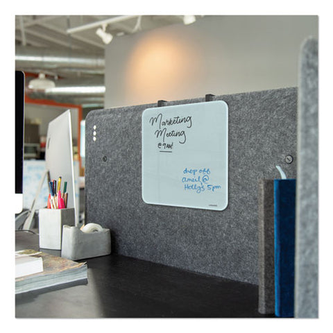 Cubicle Glass Dry Erase Board, 12" X 12", White Surface