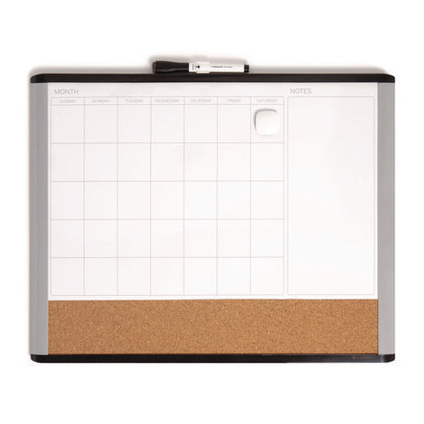 3n1 Magnetic Mod Dry Erase Board, Monthly Planning/scheduling Calendar, 20" X 16", White Surface, Gray/black Plastic Frame