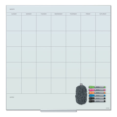 Floating Glass Dry Erase Calendar, Monthly Planning/scheduling, 35" X 35", White Surface