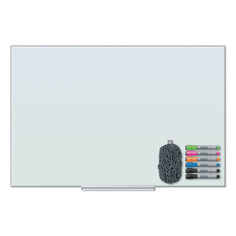 Floating Glass Dry Erase Board, 47" X 35", White Surface