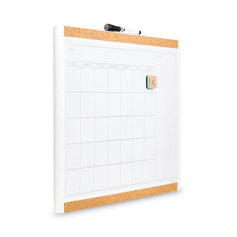 Pinit Magnetic Dry Erase Calendar, Monthly Planning/scheduling, 20" X 16", White Surface, White Plastic Frame