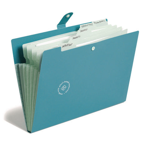 U-eco Six-pocket Expandable Folder, 4.5" Expansion, 6 Sections, Snap Button Closure, 1/6-cut Tabs, Letter Size, 3/pack