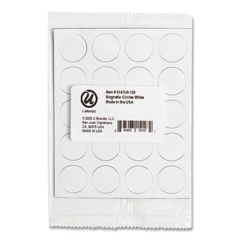 Heavy-duty Board Magnets, Circles, White, 0.75" Diameter, 20/pack