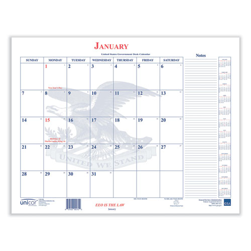 7510016648792, Calendar Blotter, 22 X 17, White Sheets, 13-month: Jan 2026 To Jan 2027
