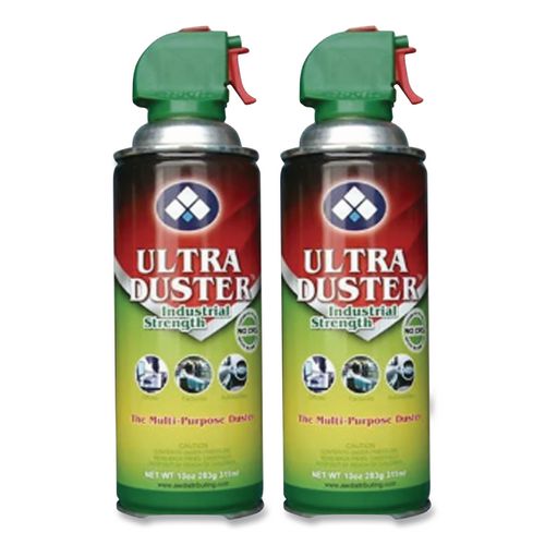 Industrial Strength Compressed Air Duster Cleaner, 10 Oz Can, 2/pack