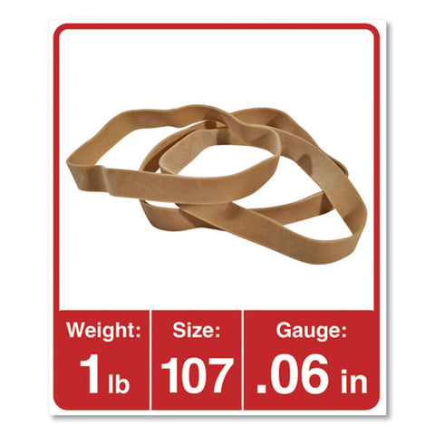 Rubber Bands, Size 107, 0.06" Gauge, Beige, 1 Lb Box, 40/pack