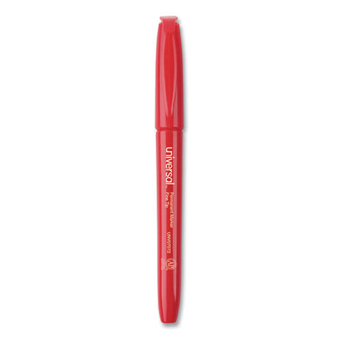 Pen-style Permanent Marker, Fine Bullet Tip, Red, Dozen