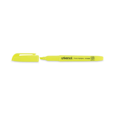 Pocket Highlighter Value Pack, Fluorescent Yellow Ink, Chisel Tip, Yellow Barrel, 36/pack