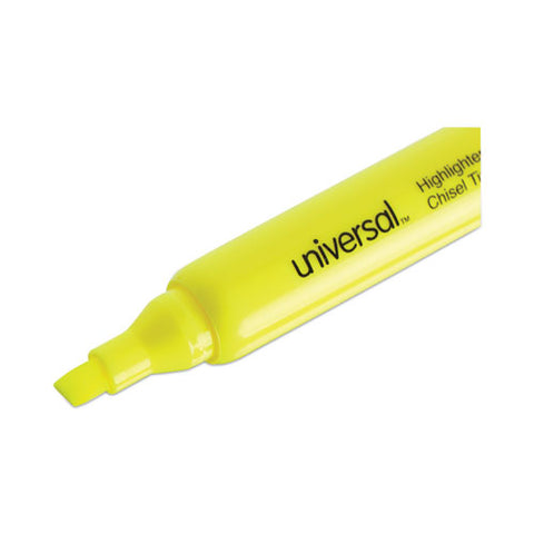 Desk Highlighter Value Pack, Fluorescent Yellow Ink, Chisel Tip, Yellow Barrel, 36/pack