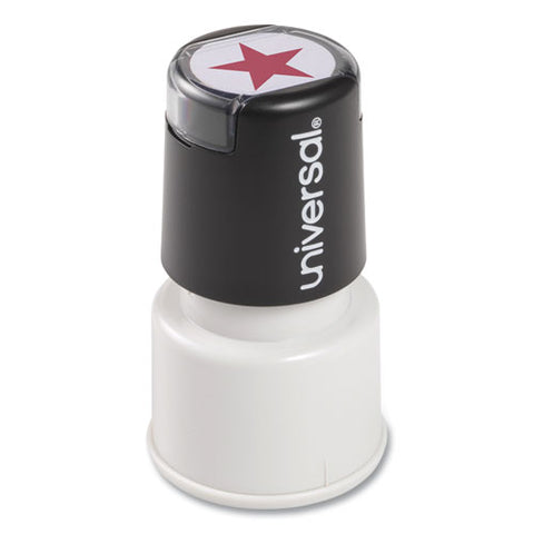 Round Message Stamp, Star, Pre-inked/re-inkable, Red