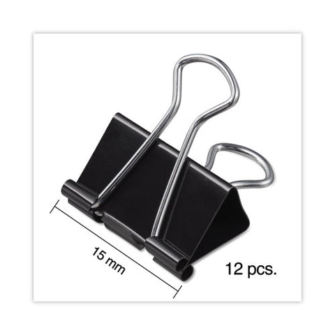 Binder Clips, Mini, Black/silver, 12/box