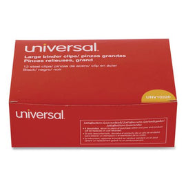 Binder Clips, Large, Black, Dozen