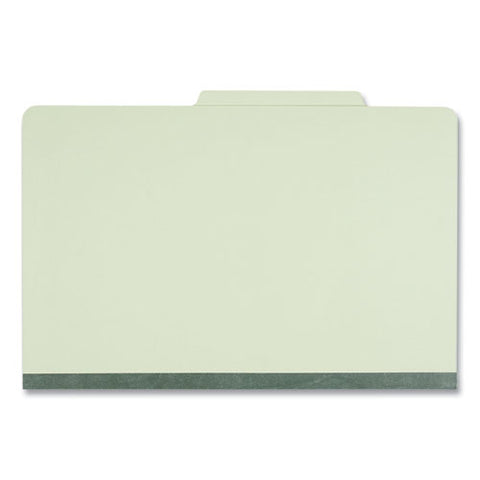 Six-section Pressboard Classification Folders, 2" Expansion, 2 Dividers, 6 Fasteners, Legal Size, Green Exterior, 10/box