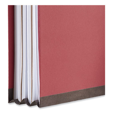 Bright Colored Pressboard Classification Folders, 2" Expansion, 2 Dividers, 6 Fasteners, Legal Size, Ruby Red, 10/box