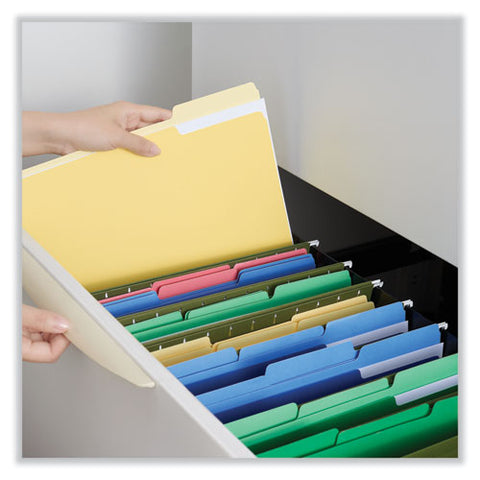 Deluxe Colored Top Tab File Folders, 1/3-cut Tabs: Assorted, Letter Size, Yellow/light Yellow, 100/box