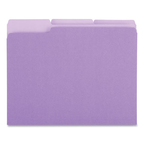 Deluxe Colored Top Tab File Folders, 1/3-cut Tabs: Assorted, Letter Size, Violet/light Violet, 100/box