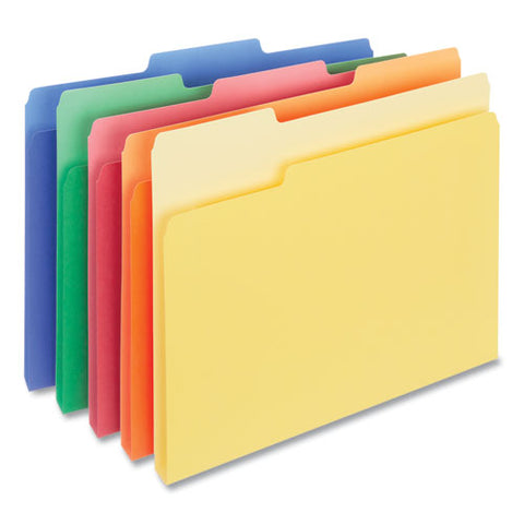 Deluxe Colored Top Tab File Folders, 1/3-cut Tabs: Assorted, Letter Size, Assorted Colors, 100/box