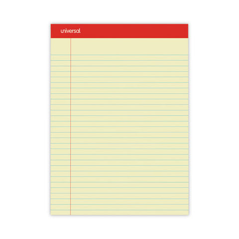 Perforated Ruled Writing Pads, Wide/legal Rule, Red Headband, 50 Canary-yellow 8.5 X 11.75 Sheets, Dozen