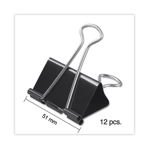 Binder Clips With Storage Tub, Large, Black/silver, 12/pack