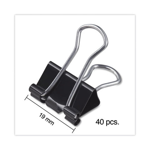 Binder Clips With Storage Tub, Small, Black/silver, 40/pack