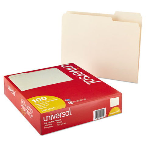 Top Tab File Folders, 1/3-cut Tabs: Assorted, Letter Size, 0.75" Expansion, Manila, 100/box, 5 Boxes/carton