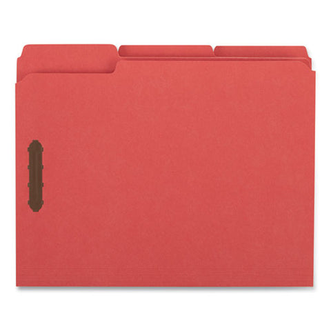 Deluxe Reinforced Top Tab Fastener Folders, 0.75" Expansion, 2 Fasteners, Letter Size, Red Exterior, 50/box