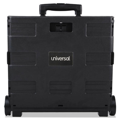 Collapsible Mobile Storage Crate, Plastic, 18.25 X 15 X 18.25 To 39.37, Black