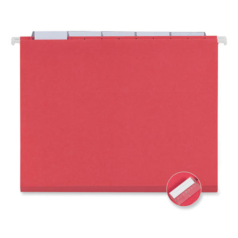 Deluxe Bright Color Hanging File Folders, Letter Size, 1/5-cut Tabs, Red, 25/box