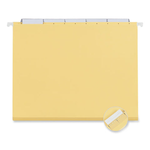 Deluxe Bright Color Hanging File Folders, Letter Size, 1/5-cut Tabs, Yellow, 25/box