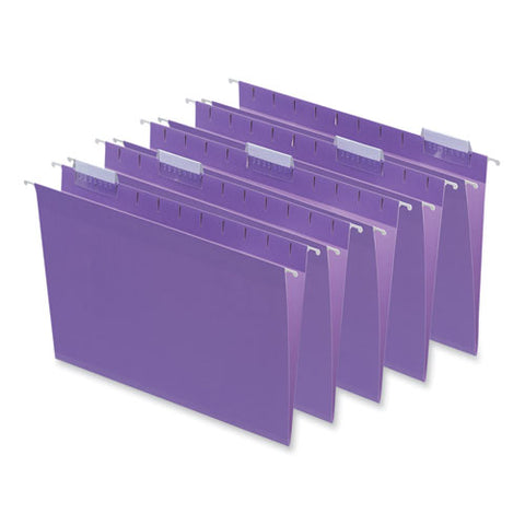 Deluxe Bright Color Hanging File Folders, Letter Size, 1/5-cut Tabs, Violet, 25/box