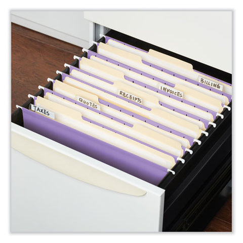 Deluxe Bright Color Hanging File Folders, Letter Size, 1/5-cut Tabs, Violet, 25/box