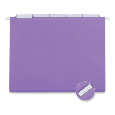 Deluxe Bright Color Hanging File Folders, Letter Size, 1/5-cut Tabs, Violet, 25/box