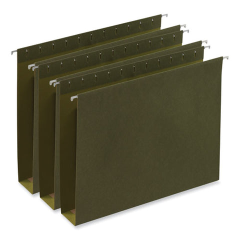 Box Bottom Hanging File Folders, 2" Capacity, Letter Size, 1/5-cut Tabs, Standard Green, 25/box