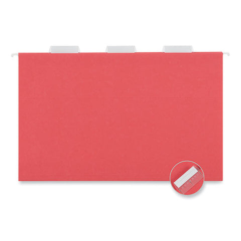 Deluxe Bright Color Hanging File Folders, Legal Size, 1/5-cut Tabs, Red, 25/box