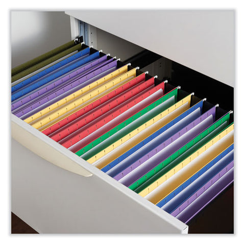 Deluxe Bright Color Hanging File Folders, Legal Size, 1/5-cut Tabs, Red, 25/box