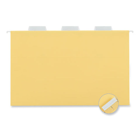 Deluxe Bright Color Hanging File Folders, Legal Size, 1/5-cut Tabs, Yellow, 25/box