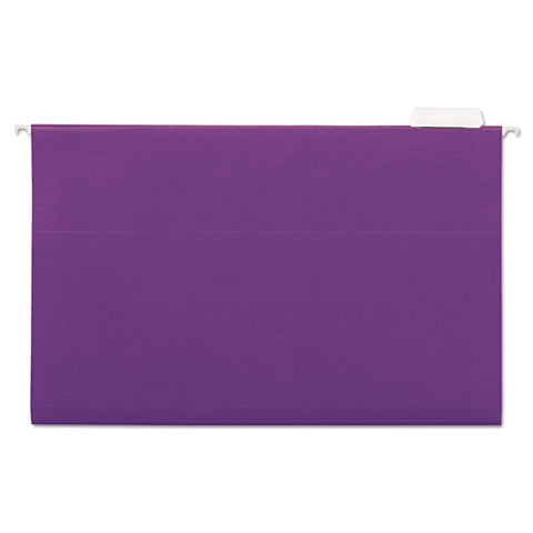 Deluxe Bright Color Hanging File Folders, Legal Size, 1/5-cut Tabs, Violet, 25/box