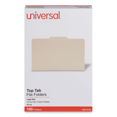 Top Tab File Folders, 1/3-cut Tabs: Center Position, Legal Size, 0.75" Expansion, Manila, 100/box