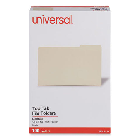 Top Tab File Folders, 1/3-cut Tabs: Right Position, Legal Size, 0.75" Expansion, Manila, 100/box