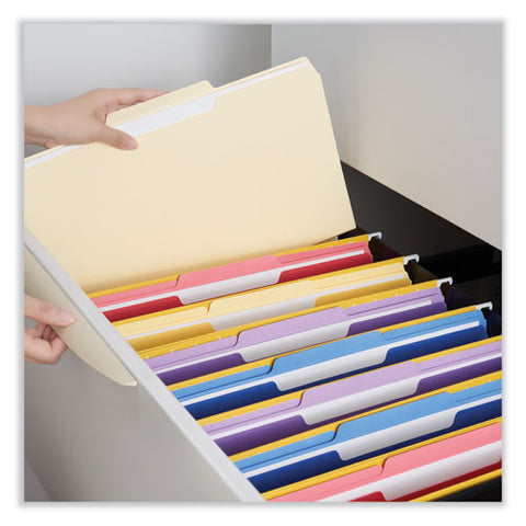 Interior File Folders, 1/3-cut Tabs: Assorted, Legal Size, 9.5-pt Manila, 100/box