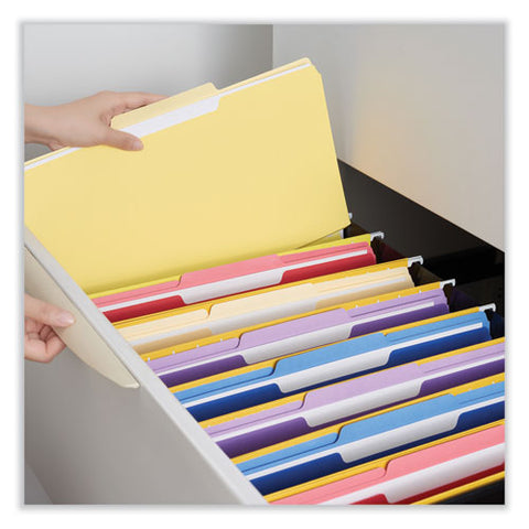 Interior File Folders, 1/3-cut Tabs: Assorted, Legal Size, 11-pt Stock, Yellow, 100/box