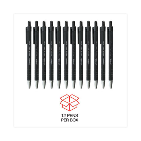 Ballpoint Pen, Retractable, Medium 1 Mm, Black Ink, Black Barrel, Dozen