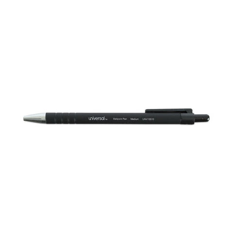 Ballpoint Pen, Retractable, Medium 1 Mm, Black Ink, Black Barrel, Dozen