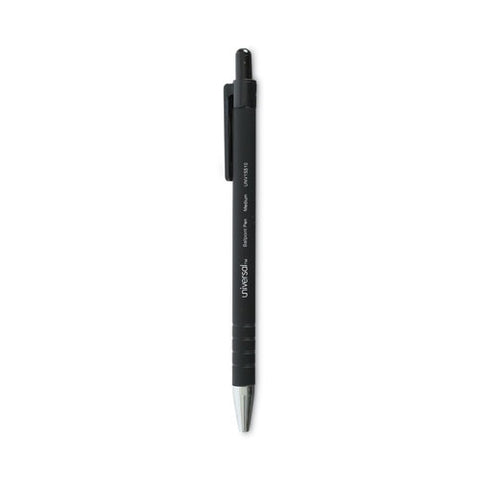 Ballpoint Pen, Retractable, Medium 1 Mm, Black Ink, Black Barrel, Dozen