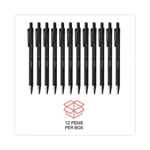 Ballpoint Pen, Retractable, Fine 0.7 Mm, Black Ink, Black Barrel, Dozen